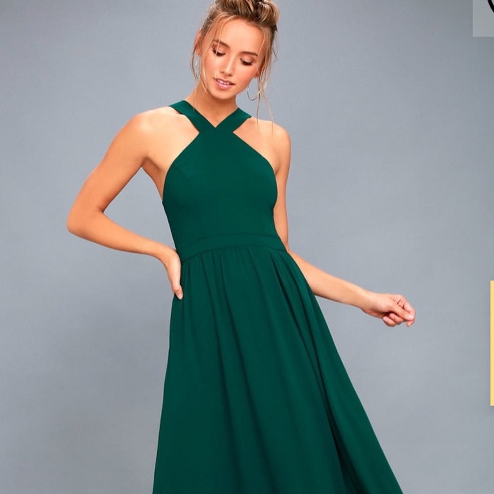 Lulu’s Forest Green long dress, not altered